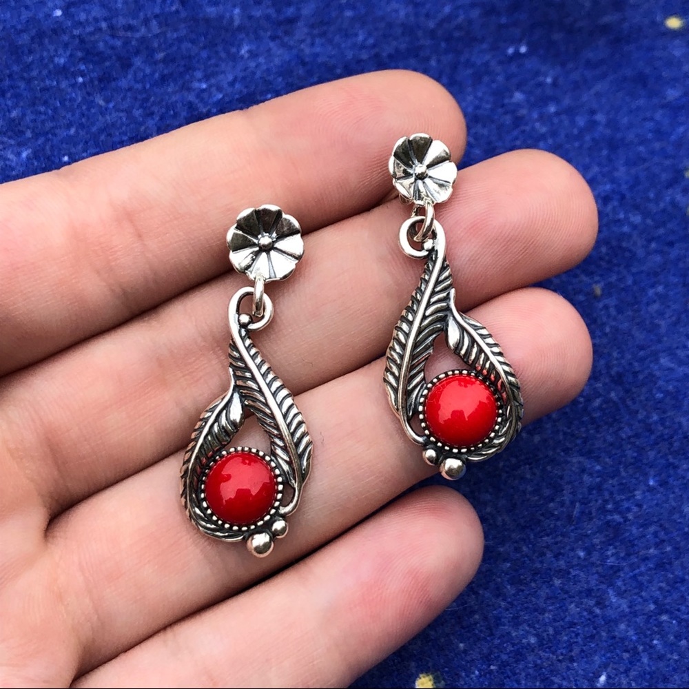 carolyn pollack sterling silver coral earrings